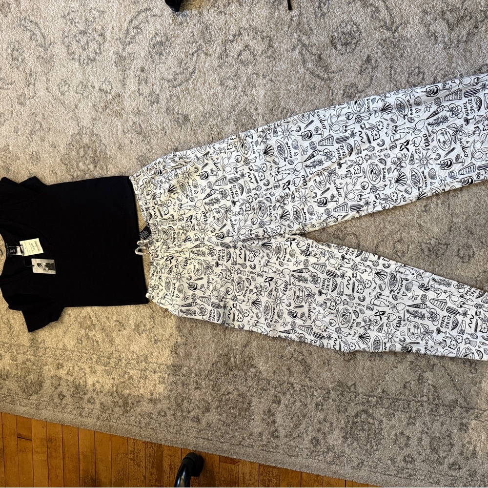 Sincerely Jules Black and White Graphic Joggers